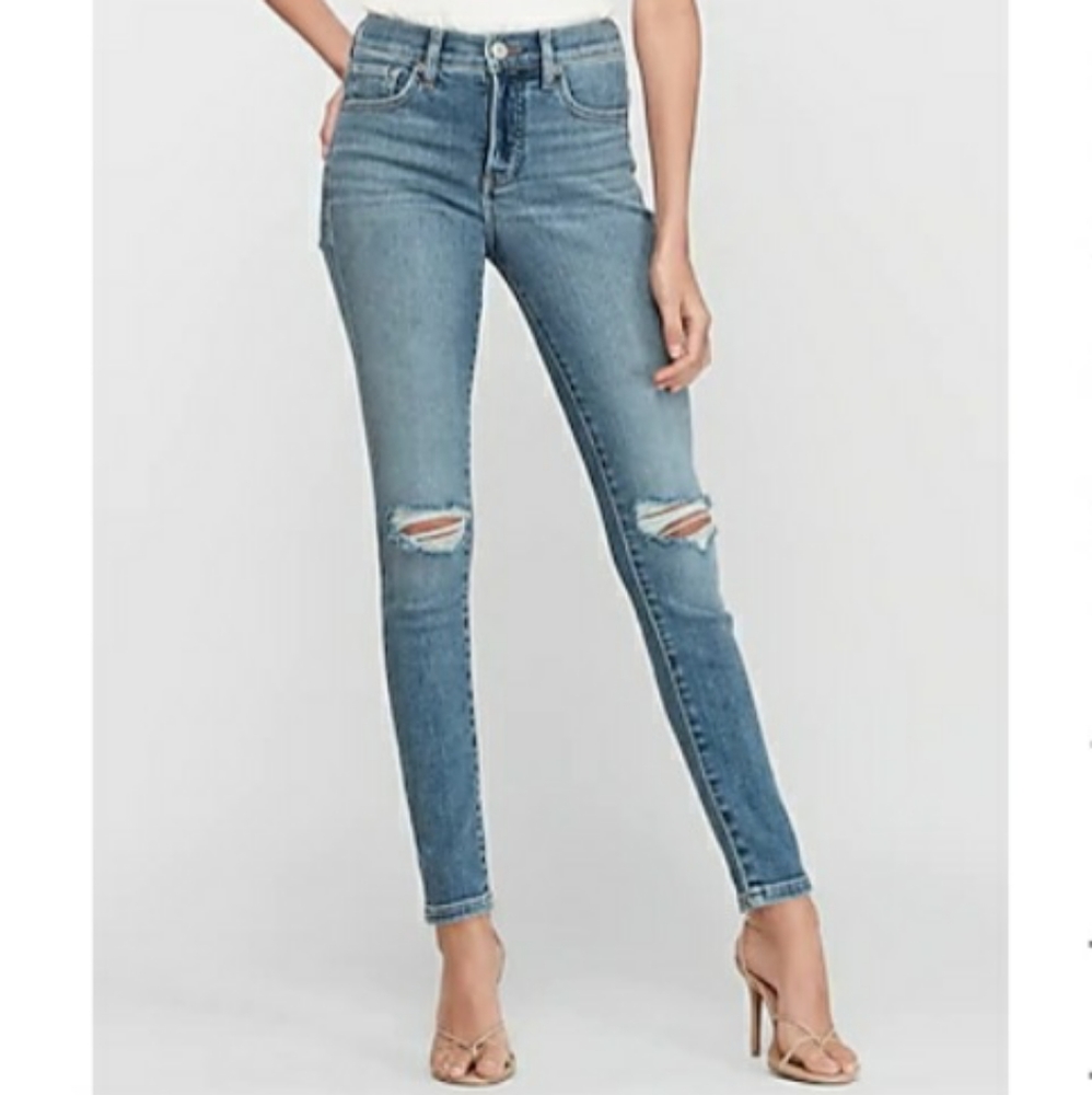 Express Womens Midrise Ripped Jean Legging